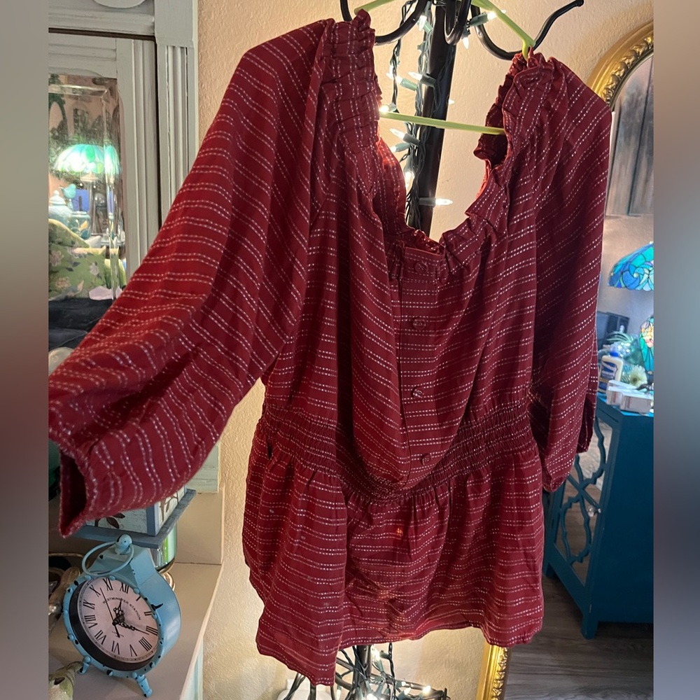 Lane Bryant Smocked Waist Blouse Sz 22/24 - Picture 6 of 11